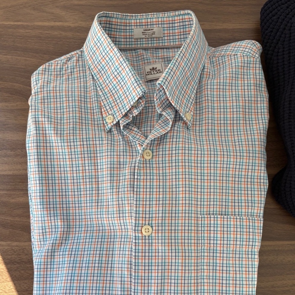 Peter Millar Button Button Shirt Mens - Medium - Checked